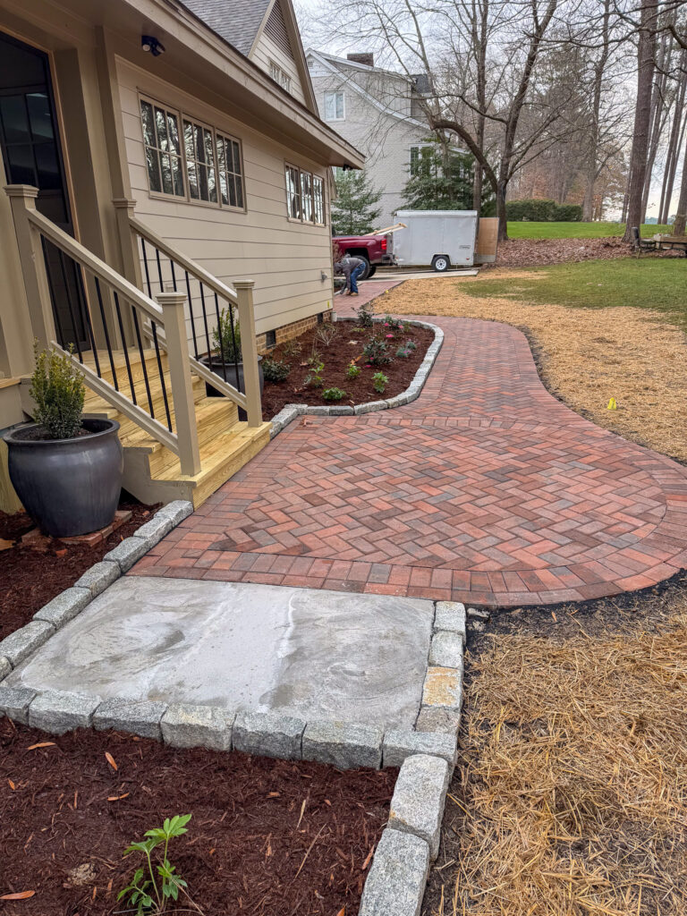 Walkway path stonework by Holly Springs NC landscaping company